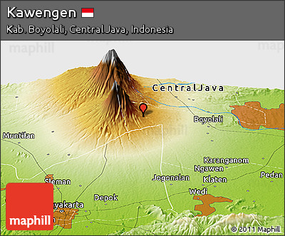Physical Panoramic Map of Kawengen