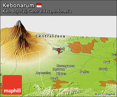 Physical Panoramic Map of Kebonarum