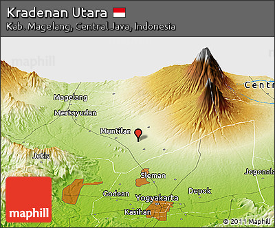 Physical Panoramic Map of Kradenan Utara