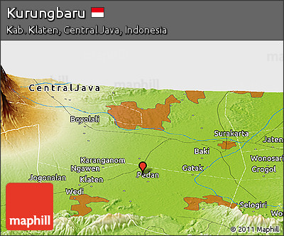 Physical Panoramic Map of Kurungbaru