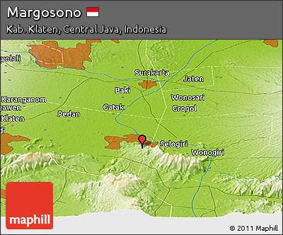 Physical Panoramic Map of Margosono