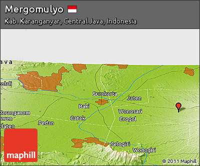 Physical Panoramic Map of Mergomulyo