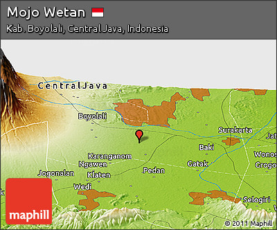 Physical Panoramic Map of Mojo Wetan