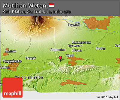 Physical Panoramic Map of Mutihan Wetan