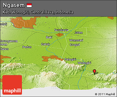 Physical Panoramic Map of Ngasem