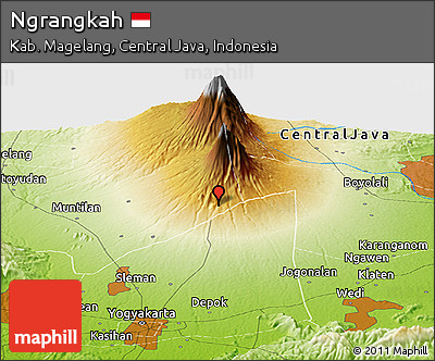Physical Panoramic Map of Ngrangkah