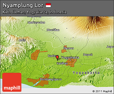 Physical Panoramic Map of Nyamplung Lor