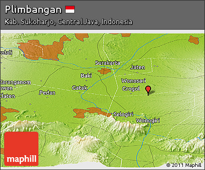 Physical Panoramic Map of Plimbangan