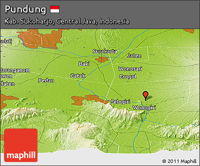 Physical Panoramic Map of Pundung