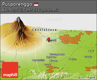 Physical Panoramic Map of Pusporenggo