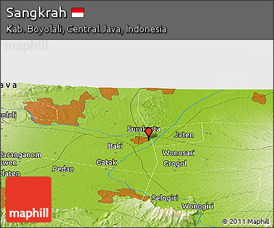 Physical Panoramic Map of Sangkrah
