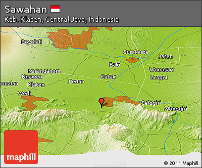 Physical Panoramic Map of Sawahan