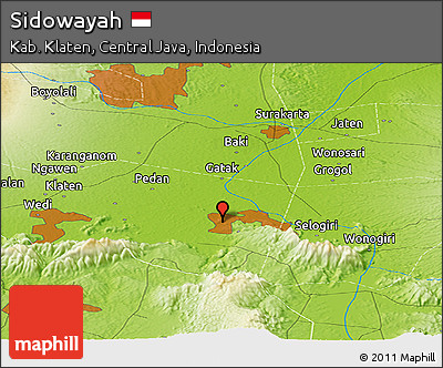 Physical Panoramic Map of Sidowayah