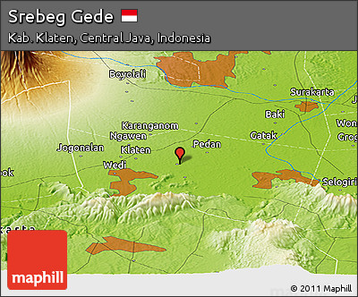 Physical Panoramic Map of Srebeg Gede