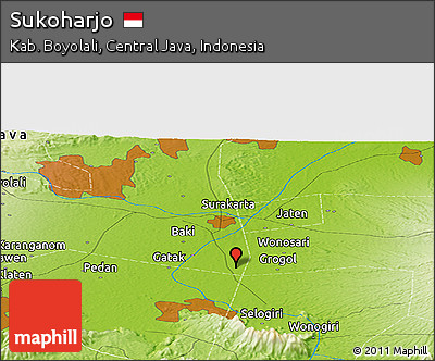 Physical Panoramic Map of Sukoharjo