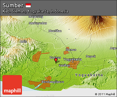 Physical Panoramic Map of Sumber