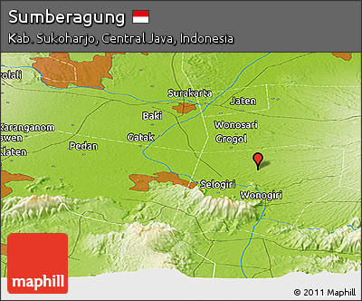 Physical Panoramic Map of Sumberagung