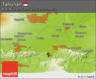 Physical Panoramic Map of Tahunan