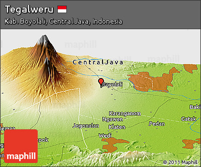Physical Panoramic Map of Tegalweru