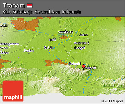 Physical Panoramic Map of Tranam