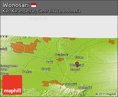 Physical Panoramic Map of Wonosari