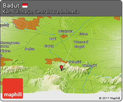 Physical Panoramic Map of Badut