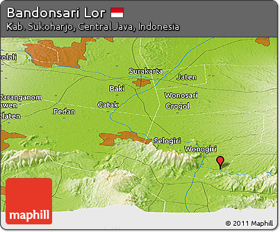 Physical Panoramic Map of Bandonsari Lor