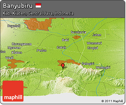 Physical Panoramic Map of Banyubiru