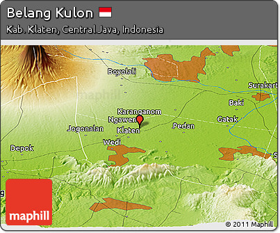 Physical Panoramic Map of Belang Kulon