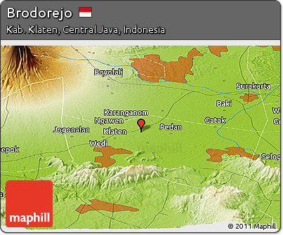 Physical Panoramic Map of Brodorejo