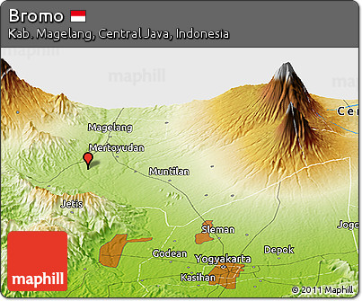 Physical Panoramic Map of Bromo