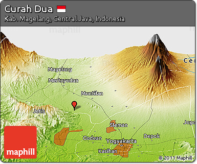 Physical Panoramic Map of Curah Dua