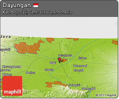 Physical Panoramic Map of Dayungan