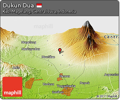 Physical Panoramic Map of Dukun Dua