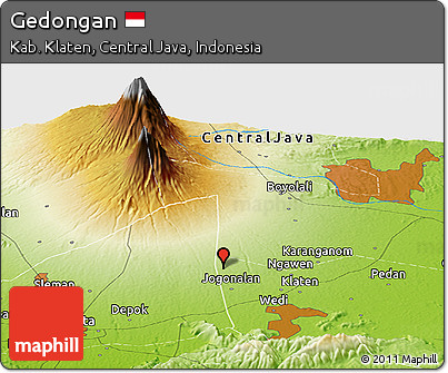 Physical Panoramic Map of Gedongan