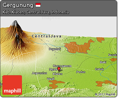Physical Panoramic Map of Gergunung