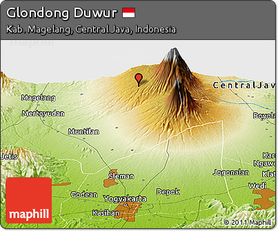 Physical Panoramic Map of Glondong Duwur