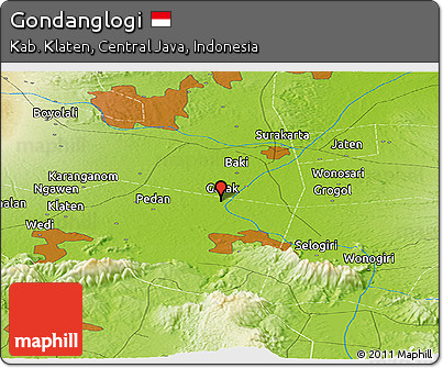 Physical Panoramic Map of Gondanglogi