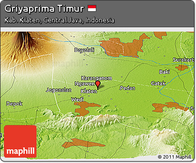 Physical Panoramic Map of Griyaprima Timur