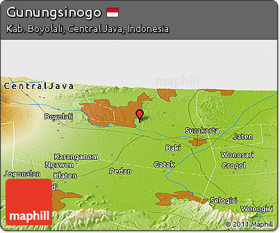 Physical Panoramic Map of Gunungsinogo