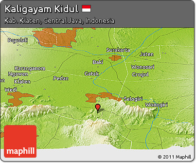 Physical Panoramic Map of Kaligayam Kidul