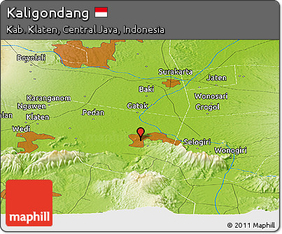 Physical Panoramic Map of Kaligondang