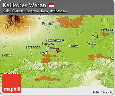 Physical Panoramic Map of Kalikotes Wetan