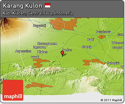 Physical Panoramic Map of Karang Kulon