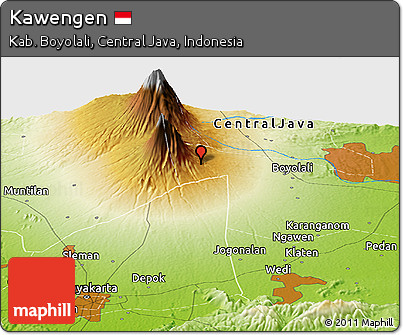 Physical Panoramic Map of Kawengen