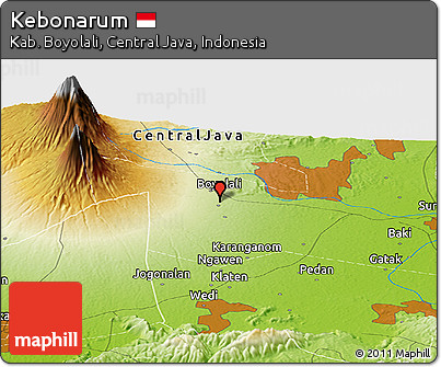 Physical Panoramic Map of Kebonarum