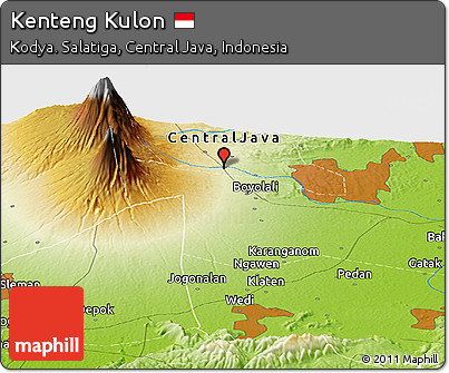 Physical Panoramic Map of Kenteng Kulon