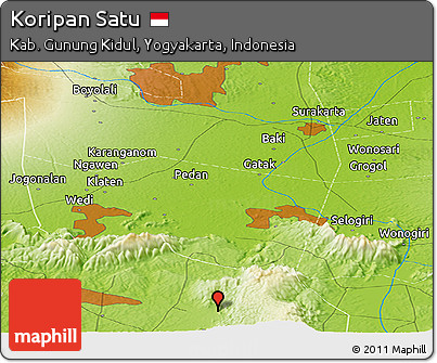 Physical Panoramic Map of Koripan Satu