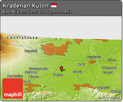 Physical Panoramic Map of Kradenan Kulon