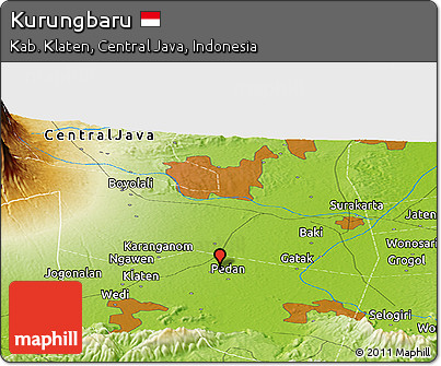 Physical Panoramic Map of Kurungbaru